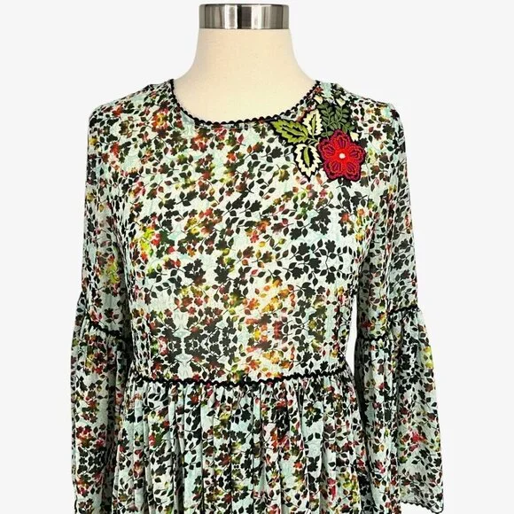 Anthropologie x Bhanuni by Jyoti Libra Embroidered Dress Size XS / S Floral - Picture 2 of 11